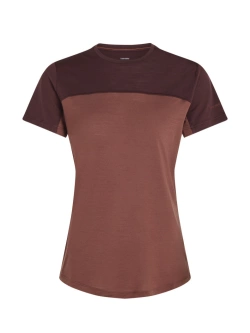 Koszulka termoaktywna damska Icebreaker 125 Cool-Lite Sphere III SS Tee Colour Block bordowa