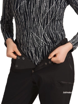Legginsy termoaktywne damskie Icebreaker Merino 260 Tech Vertex High Rise Delta Lines AOP czarno-białe