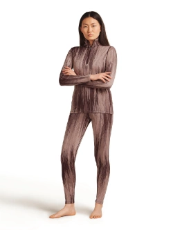 Legginsy termoaktywne damskie Icebreaker Merino 260 Tech Vertex High Rise Peak AOP różowo-czarne