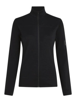 Bluza termoaktywna damska z zamkiem Icebreaker Merino Blend 300 RealFleece Descender LS Zip czarna