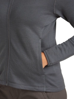 Bluza termoaktywna damska z kapturem Icebreaker Merino 360 RealFleece Elemental LS Zip Hoodie szara
