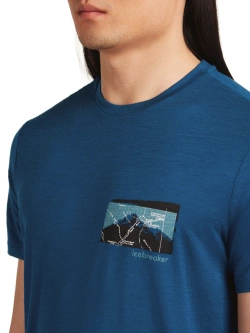 Koszulka termoaktywna z krótkim rękawem Icebreaker Merino 150 Tech Lite SS Tee Infographic ciemnoniebieska