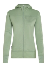 Bluza termoaktywna damska z kapturem Icebreaker Merino Blend 300 RealFleece Descender LS Zip Hoodie jasnozielona