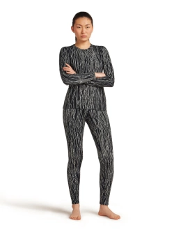 Legginsy termoaktywne damskie Icebreaker Merino 260 Tech Vertex High Rise Delta Lines AOP czarno-białe