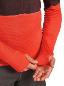 Bluza termoaktywna z zamkiem 1/2 Icebreaker Merino Blend 200 RealFleece Descender LS Half Zip szara-czerwona