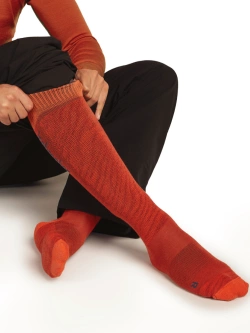 Skarpety Icebreaker Merino Blend Ski+ Light OTC Mountain Contour czerwono-granatowe