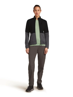 Kurtka termoaktywna damska Icebreaker Merino Blend 400 RealFleece Descender LS Zip czarno-szara