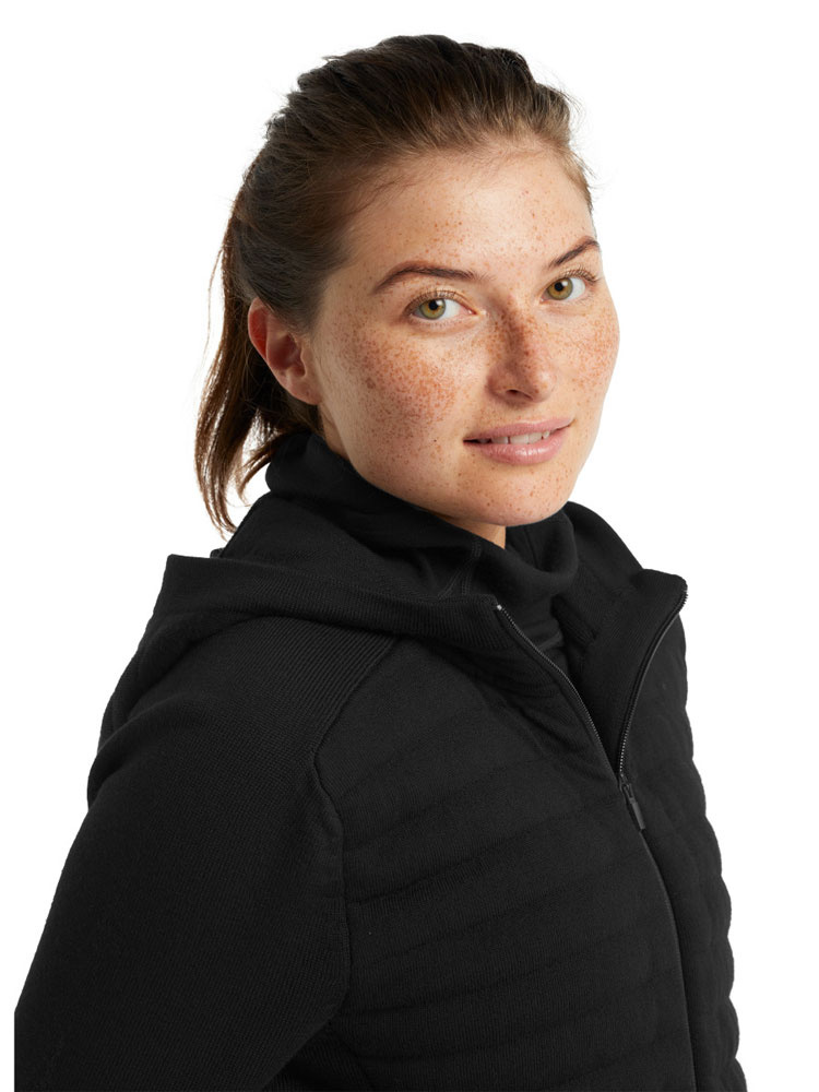 Bluza damska Icebreaker ZoneKnit LS Zip Hoodie czarna