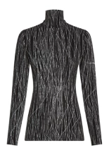 Koszulka termoaktywna damska z zamkiem 1/2 Icebreaker Merino 260 Tech Vertex LS Half Zip Delta Lines AOP czarno-szara
