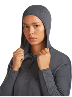 Bluza termoaktywna damska z kapturem Icebreaker Merino 360 RealFleece Elemental LS Zip Hoodie szara