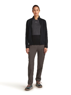 Bluza termoaktywna damska z zamkiem Icebreaker Merino Blend 300 RealFleece Descender LS Zip czarna