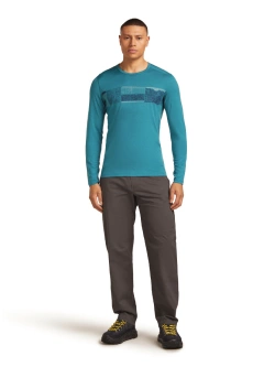 Koszulka termoaktywna z długim rękawem Icebreaker Merino 200 Oasis LS Crewe Elevation Line niebieska