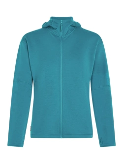 Bluza termoaktywna damska z kapturem Icebreaker Merino 360 RealFleece Elemental LS Zip Hoodie niebieska