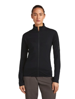 Bluza termoaktywna damska z zamkiem Icebreaker Merino Blend 300 RealFleece Descender LS Zip czarna