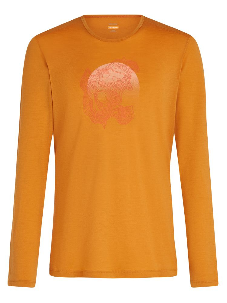 Koszulka termiczna z długim rękawem Icebreaker Merino 200 Oasis Ruapehu Round pomarańczowa