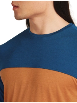 Koszulka termiczna z długim rękawem Icebreaker Merino Blend 150 Cool-Lite™ Sphere LS Tee Colour Block z okrągłym dekoltem, brązowo-niebieska