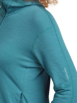 Bluza termoaktywna damska z kapturem Icebreaker Merino 360 RealFleece Elemental LS Zip Hoodie niebieska
