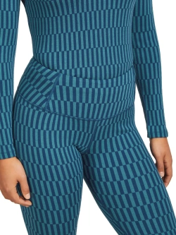 Legginsy termoaktywne damskie Icebreaker Merino 260 Tech Vertex High Rise Snow Grid AOP granatowe