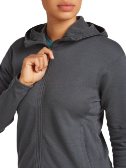 Bluza termoaktywna damska z kapturem Icebreaker Merino 360 RealFleece Elemental LS Zip Hoodie szara