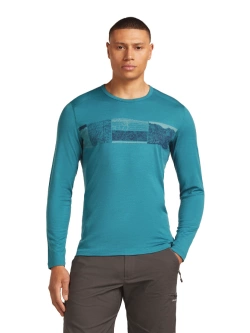 Koszulka termoaktywna z długim rękawem Icebreaker Merino 200 Oasis LS Crewe Elevation Line niebieska