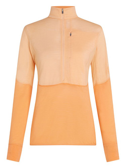 Bluza termoaktywna damska z zamkiem do połowy Icebreaker Merino 200 Realfleece Descender pomarańczowa