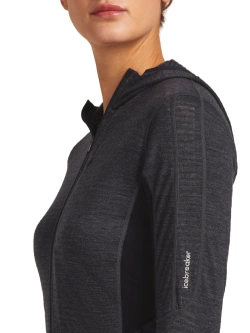 Bluza termoaktywna damska z kapturem Icebreaker Merino Blend 200 RealFleece Descender LS Zip Hoodie ciemnoszara