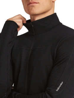 Bluza termoaktywna z zamkiem Icebreaker Merino Blend 300 RealFleece Descender LS Zip czarna