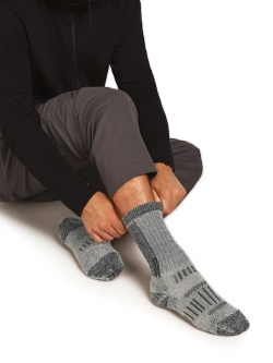 Skarpety termoaktywne Icebreaker Merino Hike+ Mountaineer Mid Calf czarno-szare