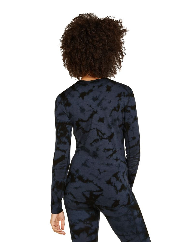 Koszulka termiczna damska z długim rękawem Icebreaker Merino 200 Oasis Cloud Dye granatowo-czarna