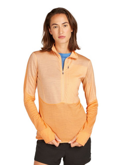 Bluza termoaktywna damska z zamkiem do połowy Icebreaker Merino 200 Realfleece Descender pomarańczowa