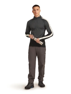 Koszulka termiczna z kapturem Icebreaker Merino 200 Oasis+ LS Half Zip Hoodie czarno-szaro-biała