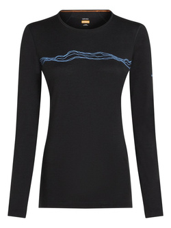 Koszulka termiczna damska z długim rękawem Icebreaker Merino 200 Oasis Mountain Pulse czarna