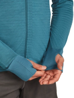 Bluza termoaktywna z kapturem Icebreaker Merino Blend 300 RealFleece Descender LS Zip Hoodie niebieska