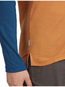 Koszulka termiczna z długim rękawem Icebreaker Merino Blend 150 Cool-Lite™ Sphere LS Tee Colour Block z okrągłym dekoltem, brązowo-niebieska
