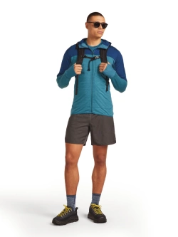 Bluza termoaktywna z kapturem Icebreaker Merino Blend 300 RealFleece Descender LS Zip Hoodie niebieska