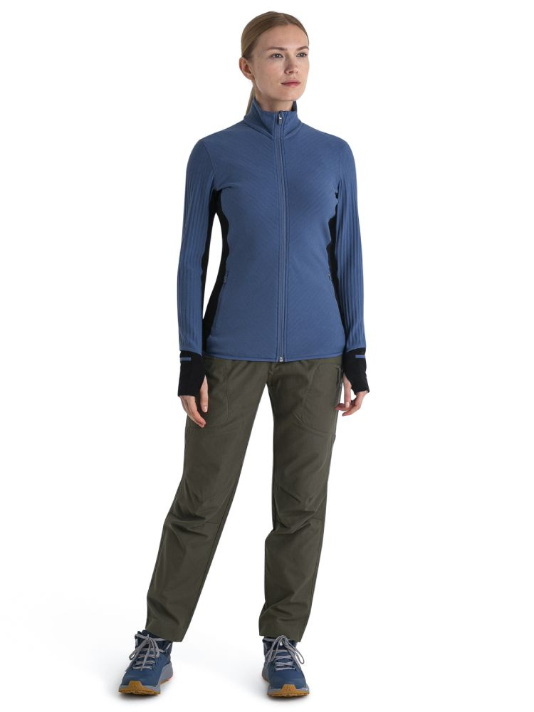 Bluza termoaktywna damska z zamkiem Icebreaker Descender niebiesko-czarna