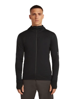 Bluza termoaktywna z kapturem Icebreaker Merino Blend 300 RealFleece Descender LS Zip Hoodie szara