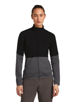 Kurtka termoaktywna damska Icebreaker Merino Blend 400 RealFleece Descender LS Zip czarno-szara