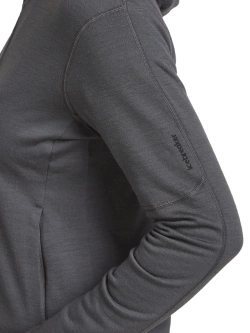 Bluza termoaktywna damska z kapturem Icebreaker Merino 360 RealFleece Elemental LS Zip Hoodie szara