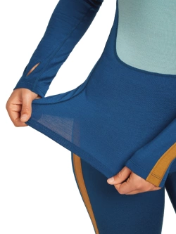 Koszulka termiczna damska z kapturem Icebreaker Merino 200 Oasis+ LS Half Zip Hoodie niebiesko-pomarańczowa