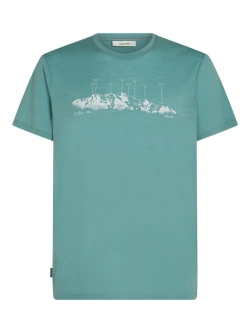 Koszulka termoaktywna z krótkim rękawem Icebreaker Merino 150 Tech Lite SS Tee The Peaks jasnoniebieska