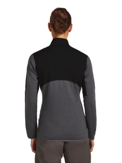 Kurtka termoaktywna damska Icebreaker Merino Blend 400 RealFleece Descender LS Zip czarno-szara