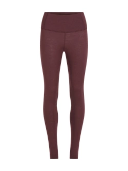 Legginsy termoaktywne damskie Icebreaker Merino 200 Oasis High Rise bordowe