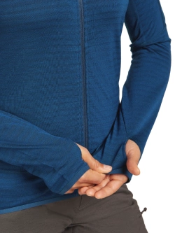 Bluza termoaktywna damska z zamkiem Icebreaker Merino Blend 300 RealFleece Descender LS Zip ciemnoniebieska