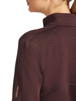 Kurtka termoaktywna damska Icebreaker Merino Blend 400 RealFleece Descender LS Zip bordowa
