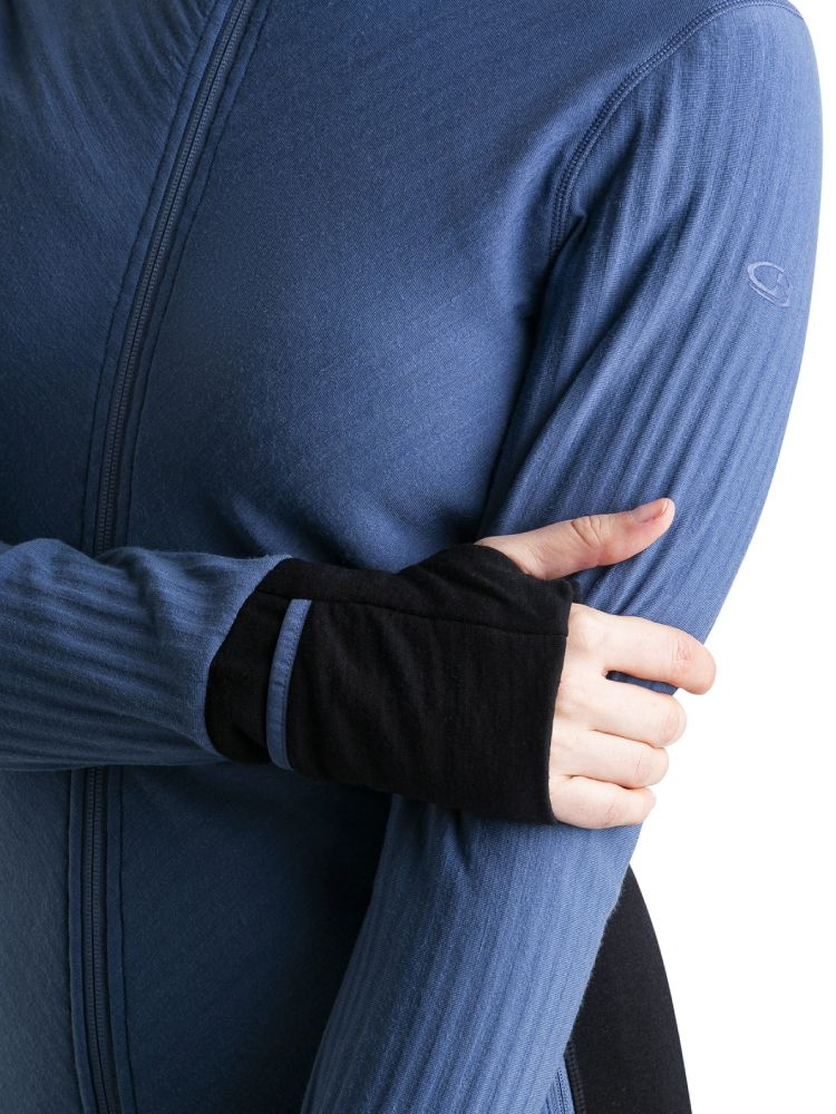 Bluza termoaktywna damska z zamkiem Icebreaker Descender niebiesko-czarna