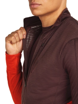 Bluza termoaktywna z zamkiem 1/2 Icebreaker Merino Blend 200 RealFleece Descender LS Half Zip szara-czerwona