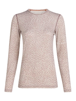 Koszulka termiczna damska z długim rękawem Icebreaker Merino 200 Oasis LS Crewe Flock Forms AOP różowo-biała
