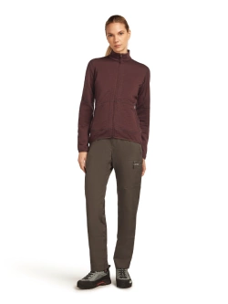Kurtka termoaktywna damska Icebreaker Merino Blend 400 RealFleece Descender LS Zip bordowa