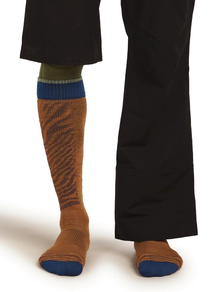 Skarpety Icebreaker Merino Blend Ski+ Light OTC Mountain Contour pomarańczowo-granatowe